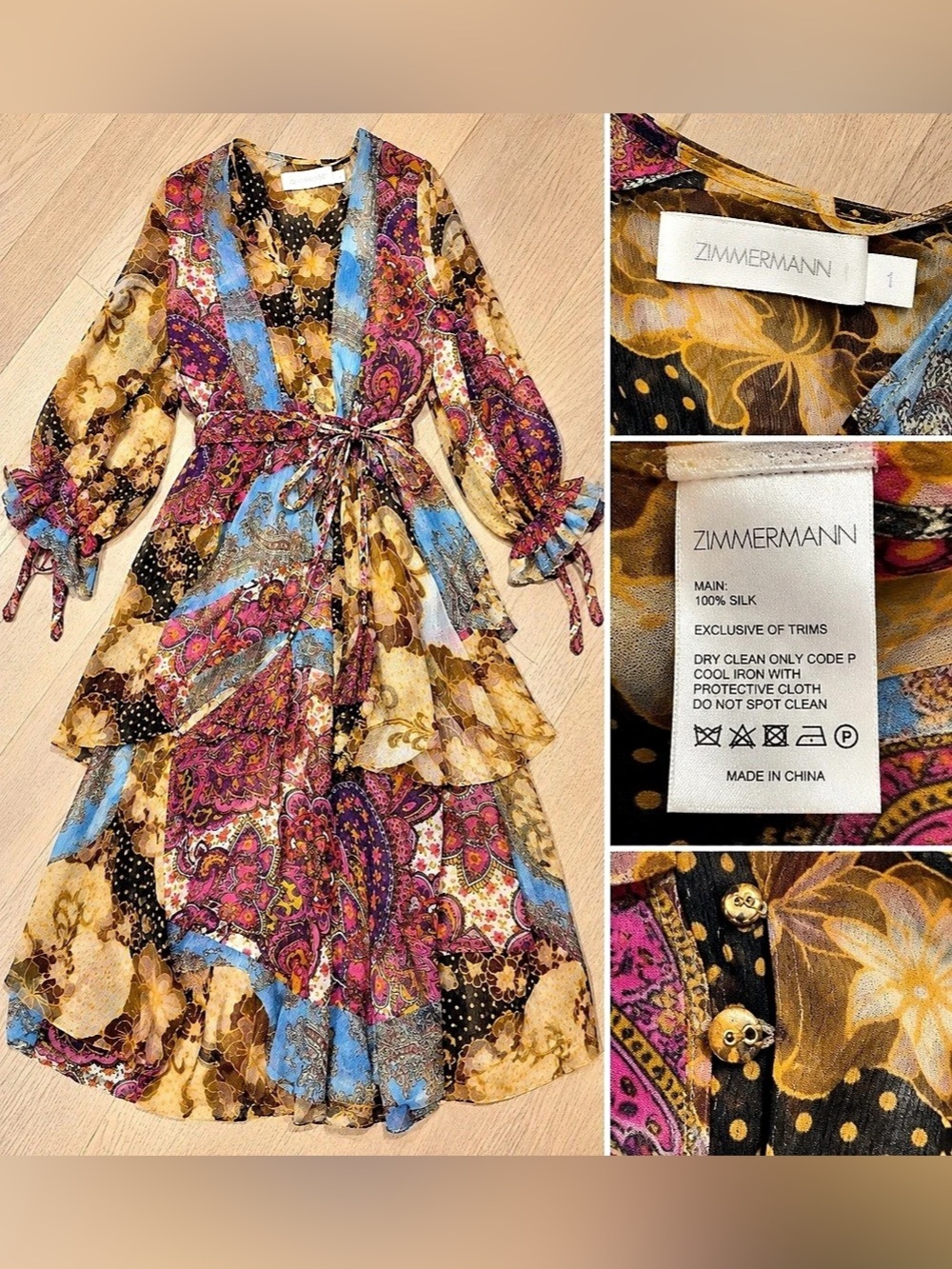 Zimmermann Brighton Patchwork Paisley-Print Silk Dress Maxi Dress Multicolor